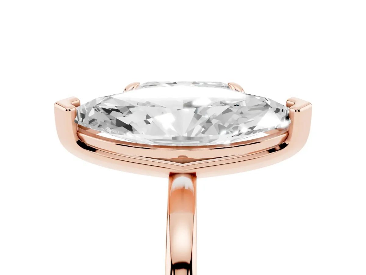 Radiant and Marquise Toi Moi Ring with Prong Setting and Plain Band Rose gold
