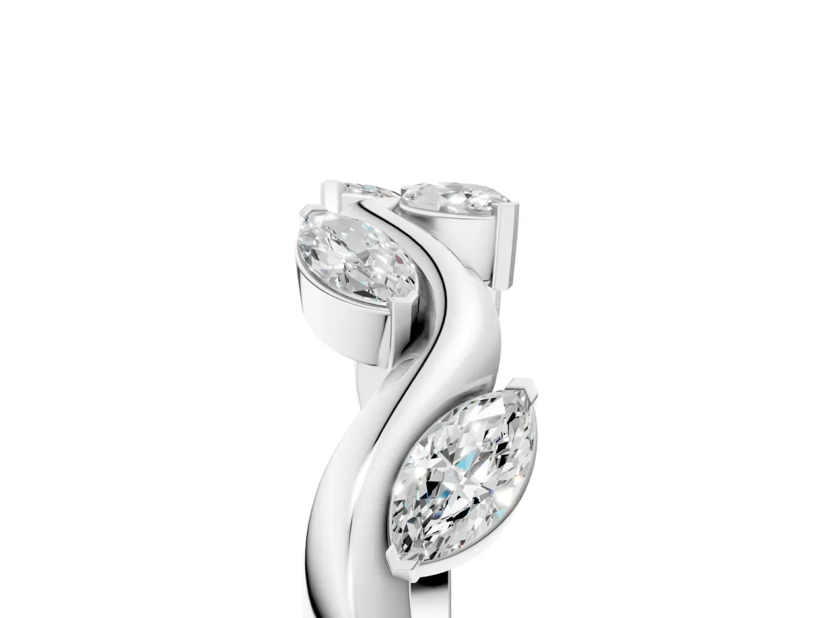 Marquise Diamond Twisted Band with Prong Setting White gold