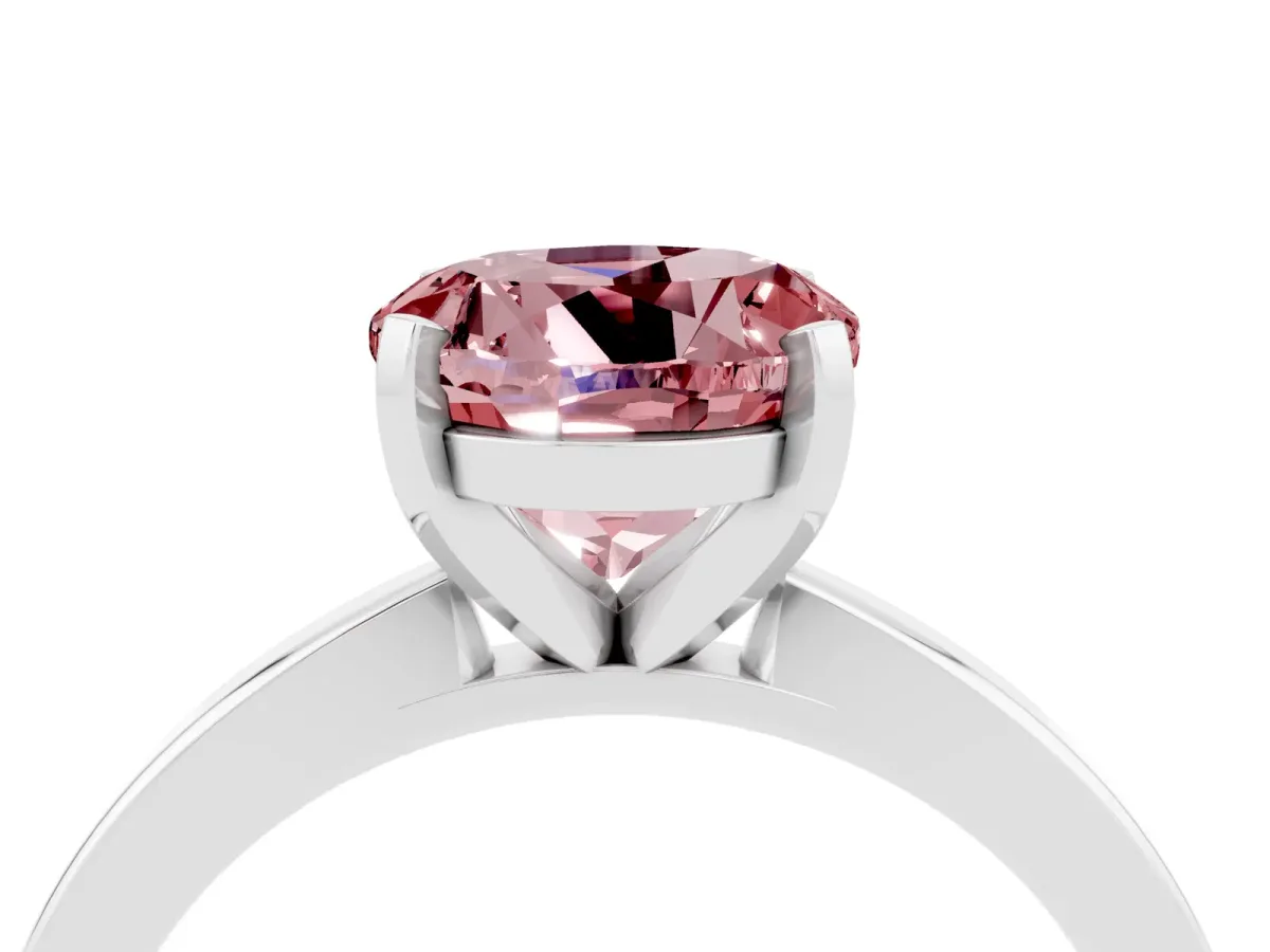 Round Cut Morganite Solitaire Engagement Ring with Classic Band and Four-Prong Setting Silver