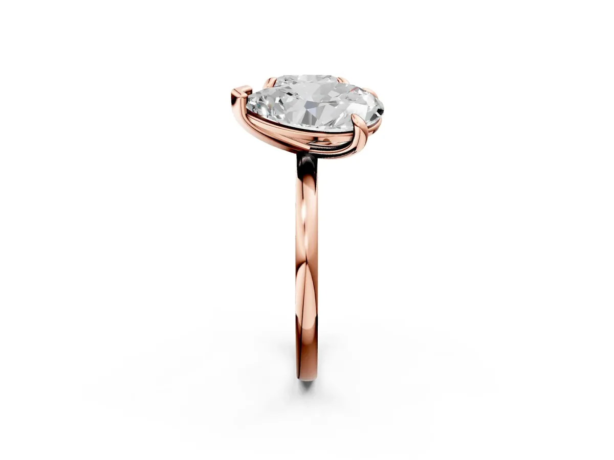 Pear and Cushion Toi Moi Ring with Prong Setting and Plain Band Rose gold