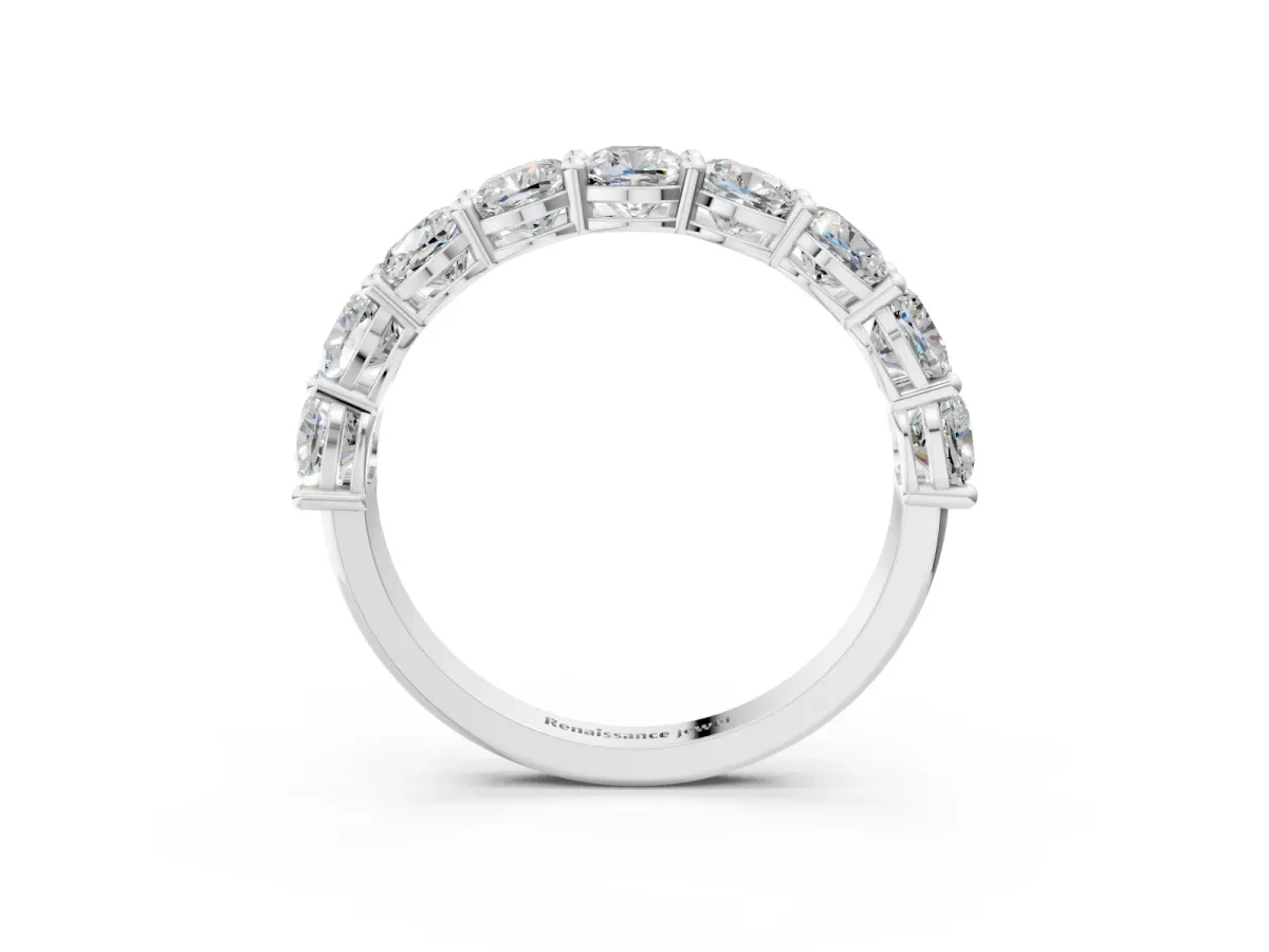 Cushion Cut Half Eternity Band with Shared Prong Setting White gold
