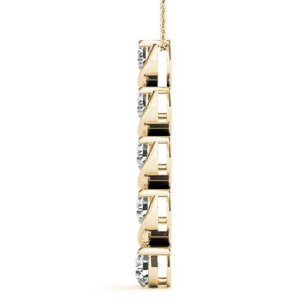 Round Diamond Prong-Set Swirl Pendant Yellow gold