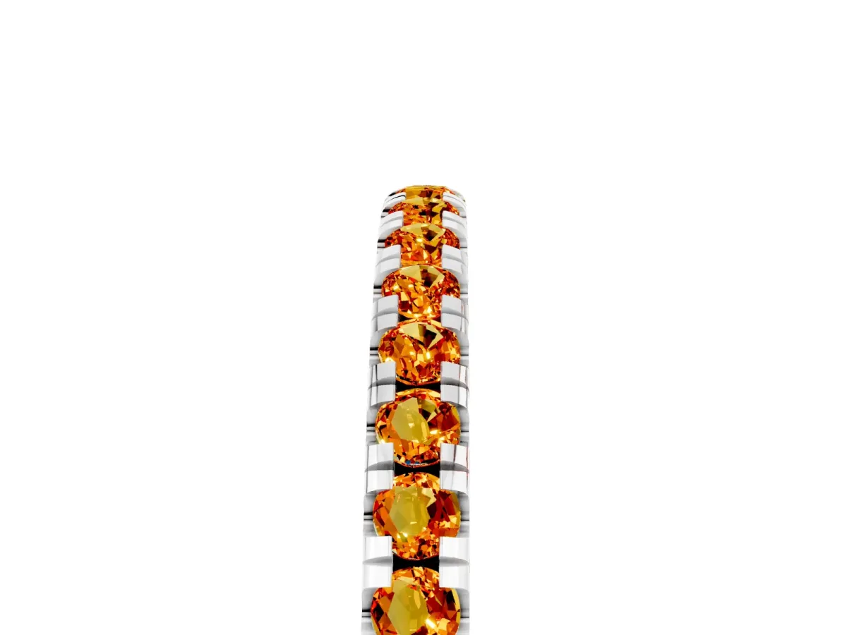 Pavé Round Citrine Half Eternity Band with Shared Prong Setting Platinum