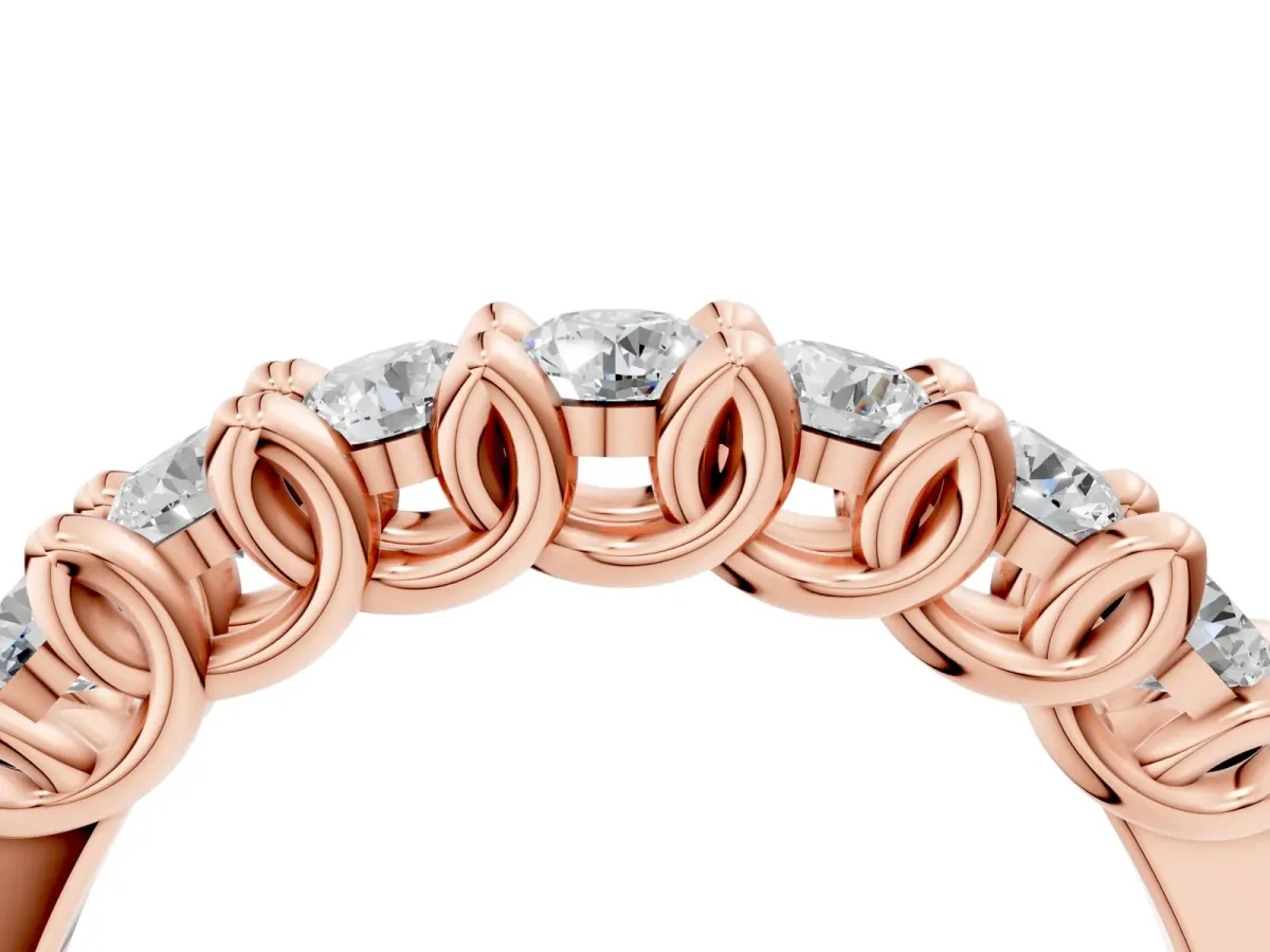 Round Diamond Prong-Set Half Eternity Band Rose gold