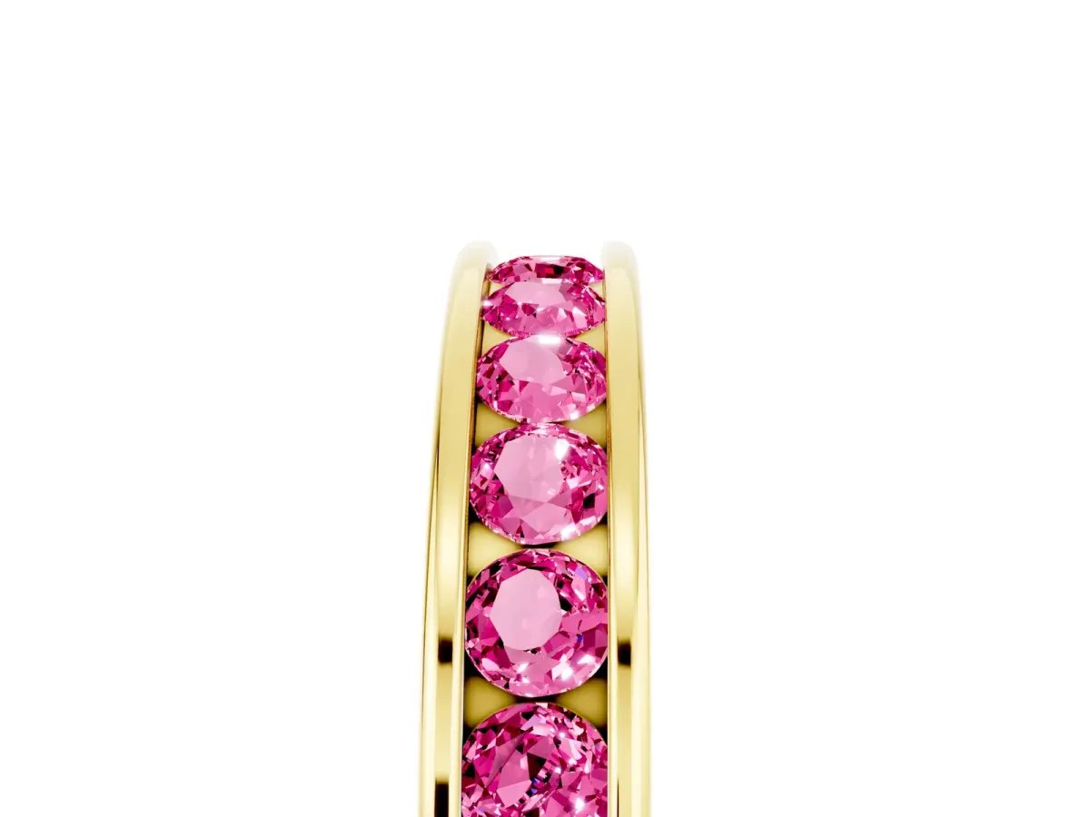 Channel Set Round Pink Sapphire Eternity Band Yellow gold
