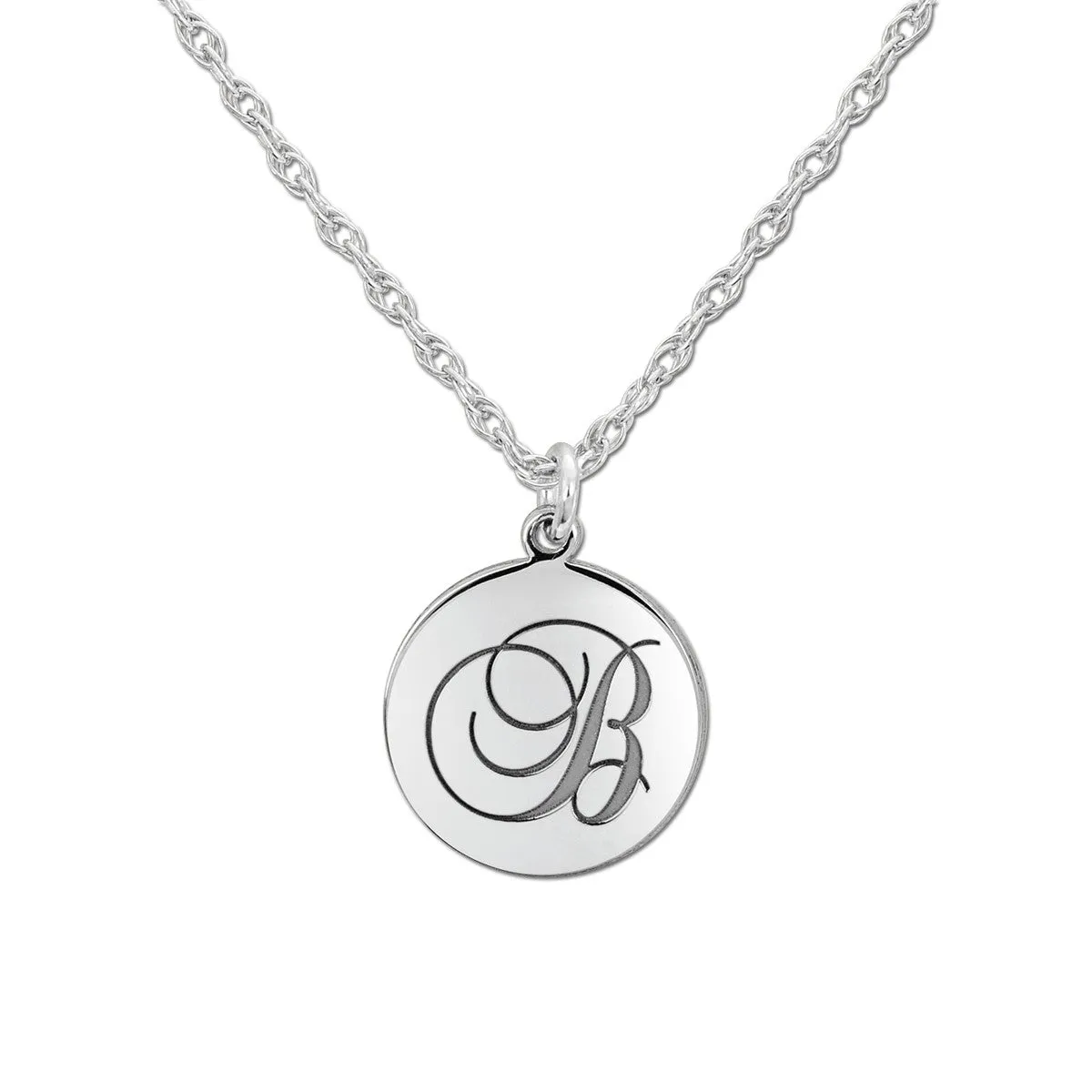 Gold and Silver Monogram Disc Pendant White gold