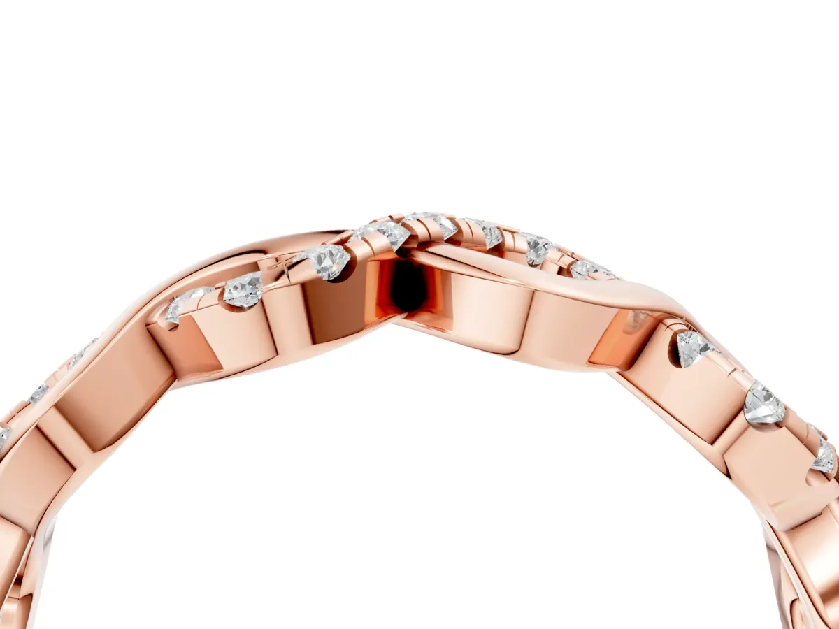 Twist Infinity Round Diamond Band with Pavé Setting Rose gold