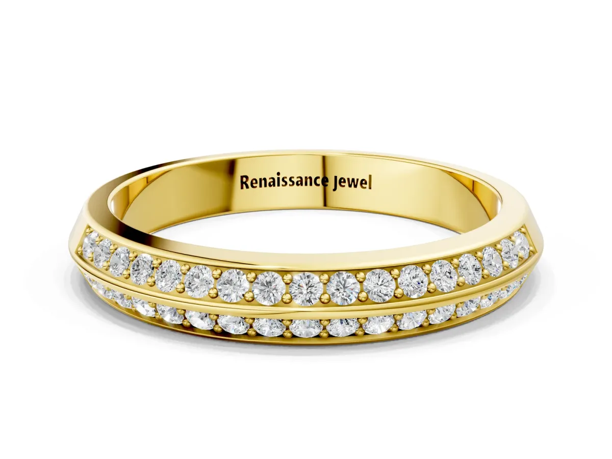 Double Row Round Diamond Channel Set Eternity Band Yellow gold