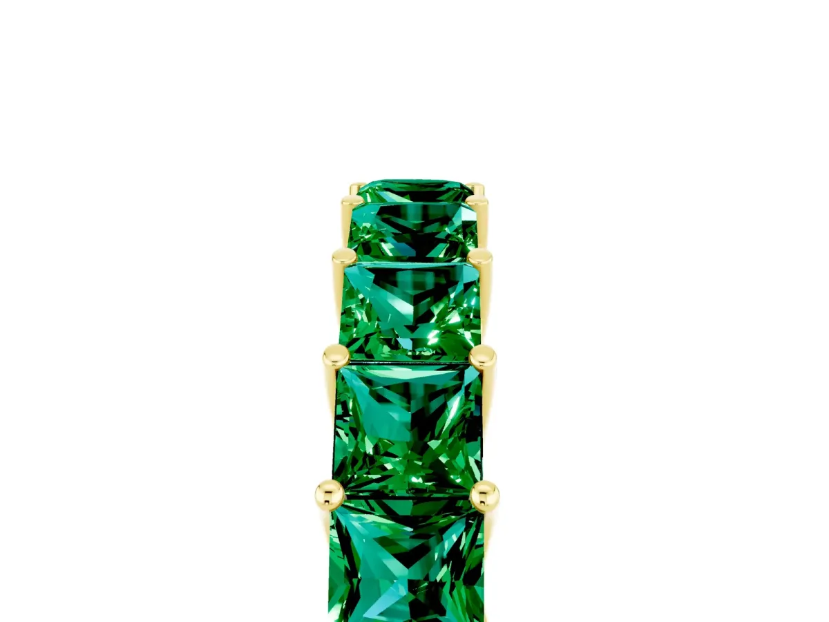 Princess Cut Emerald Channel-Set Eternity Band with Prong Setting Yellow gold