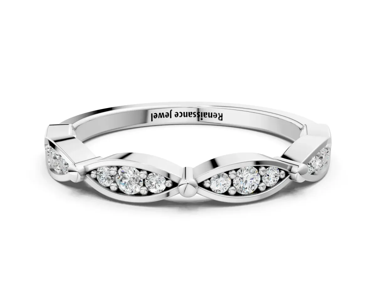Marquise Diamond Pavé Eternity Band with Bezel Setting Platinum