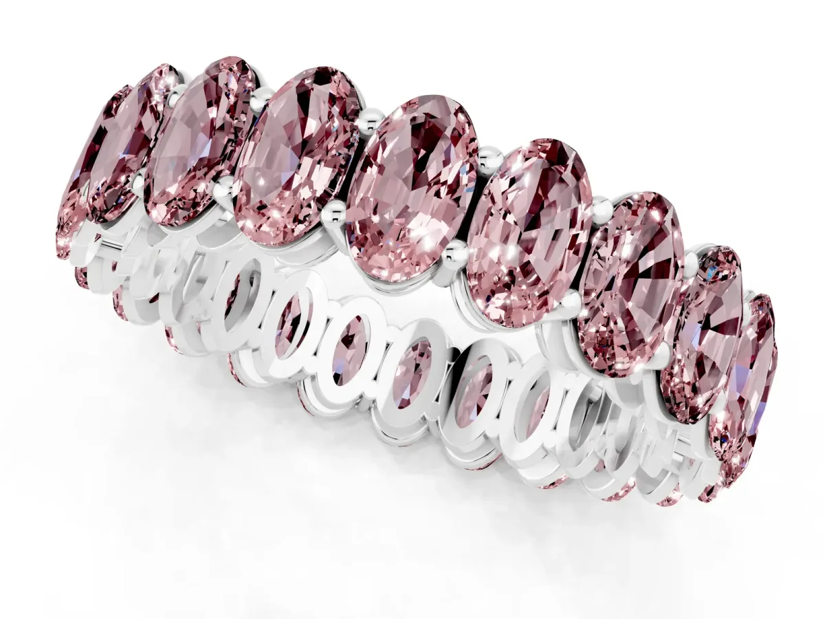 Oval Cut Morganite Eternity Band with Shared Prong Setting White gold