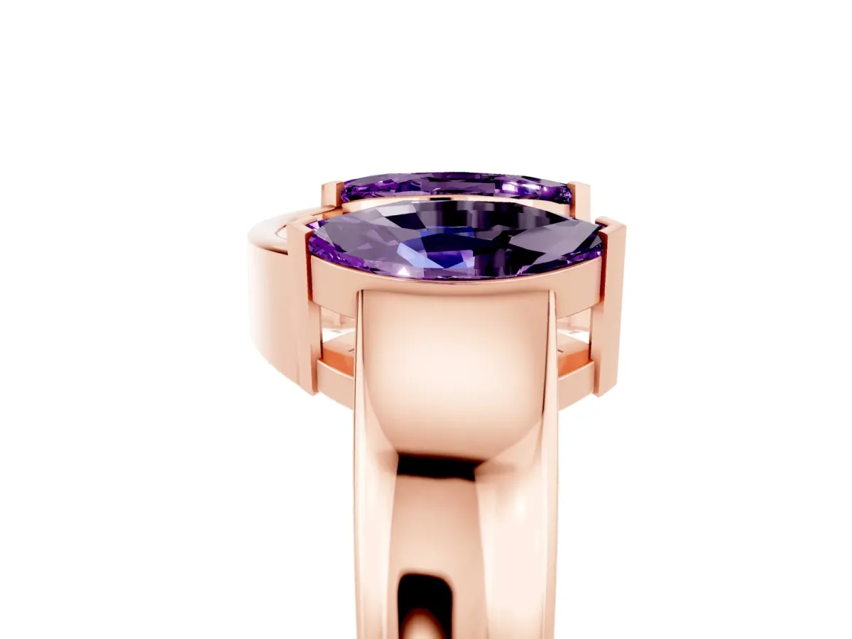 Marquise Amethyst Open Band Ring with Tension Setting Rose gold