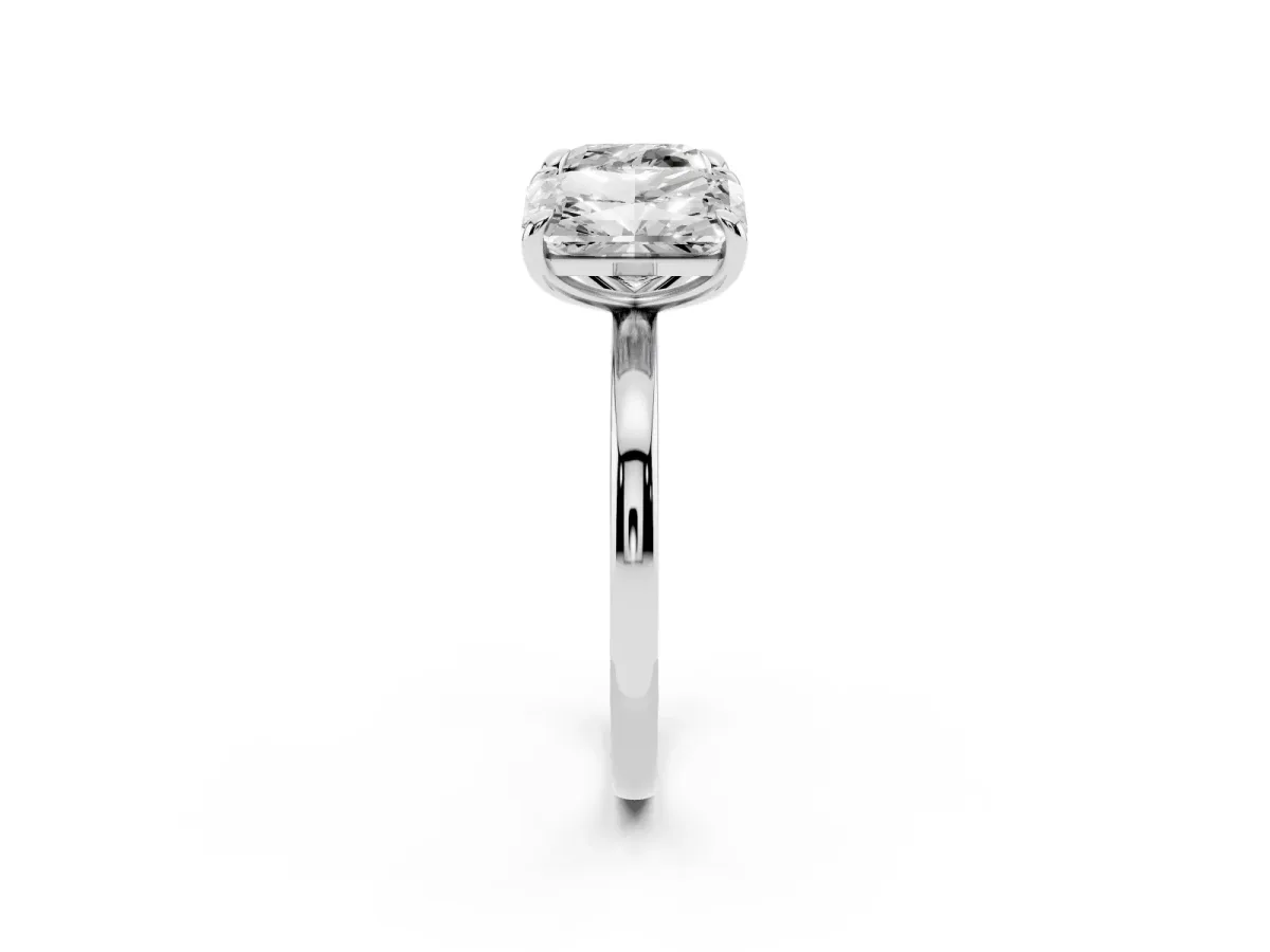 Cushion and Radiant Toi Moi Ring with Prong Setting and Plain Band Silver