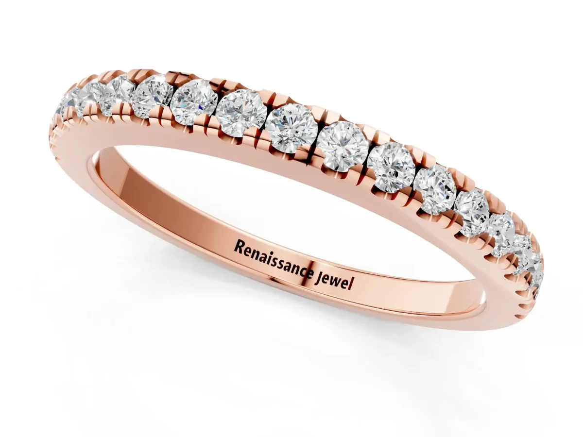 Round Diamond Pavé Eternity Band with U-Prong Setting Rose gold