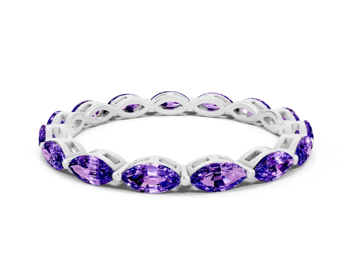 Marquise Tanzanite Eternity Band with U-Prong Setting Silver