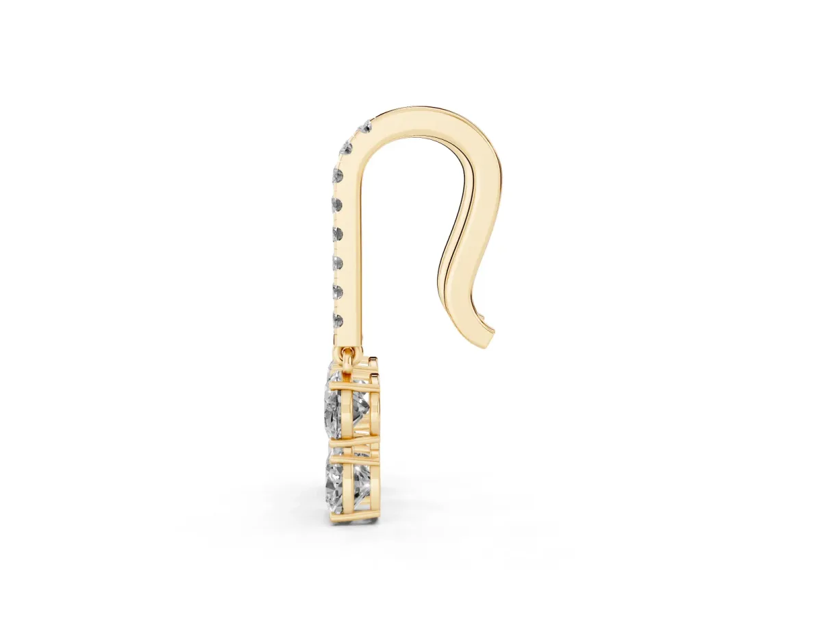 Oval Cut Diamond Multi-Shape Hook Drop Earrings Yellow gold