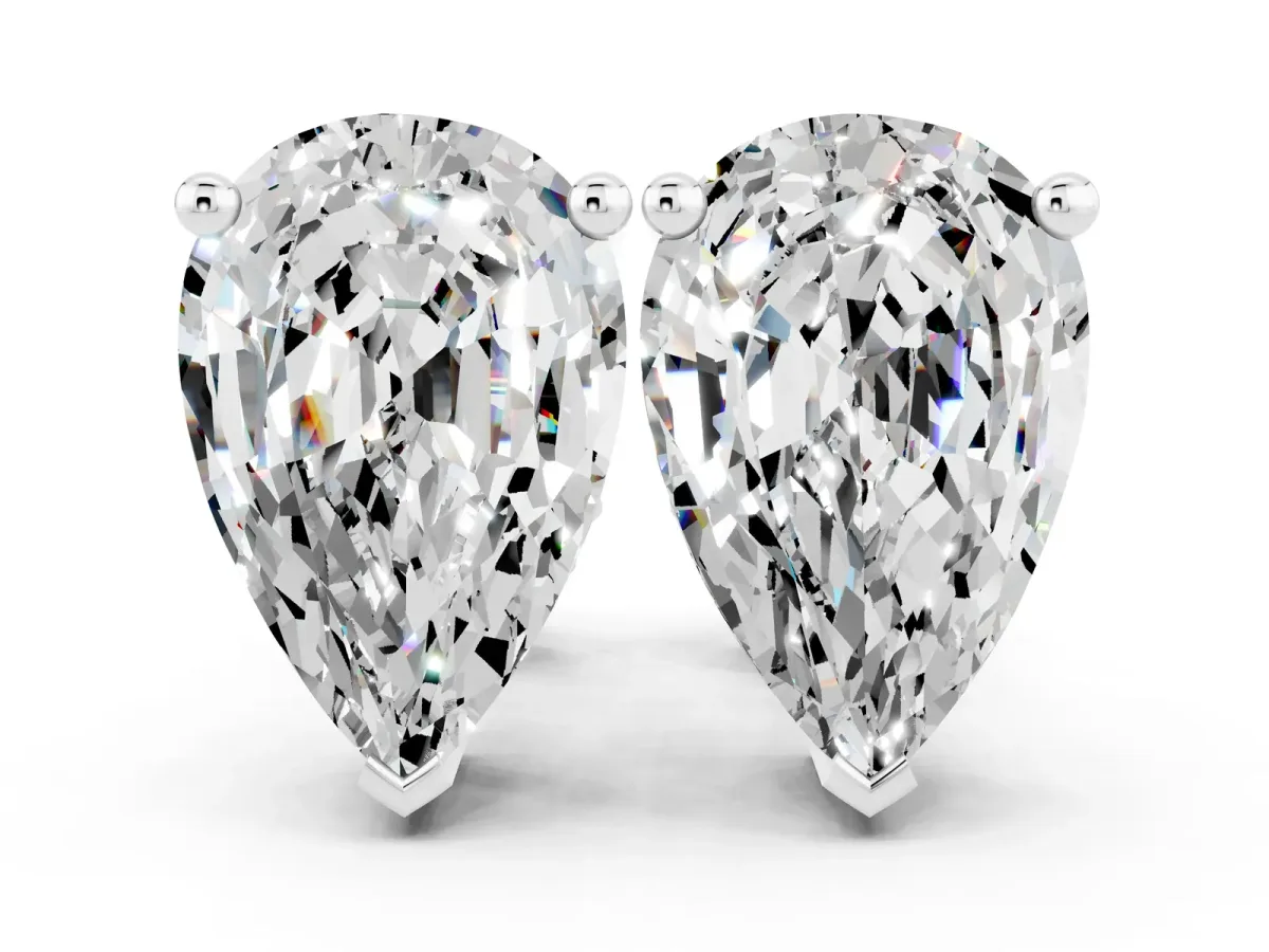 Pear Cut Moissanite Stud Earrings White gold
