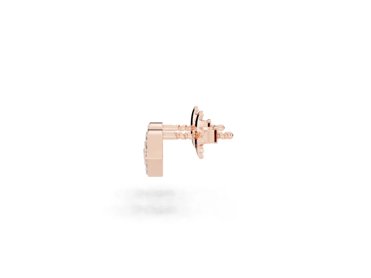 Round Diamond Bezel Center Evil Eye Stud Earrings Rose gold