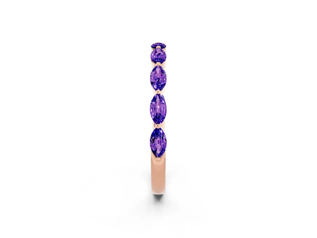 Marquise Tanzanite Half Eternity Band with Prong Setting Rose gold