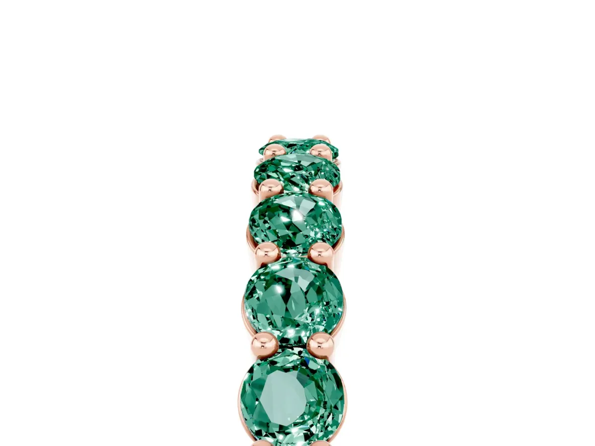 Round Green Sapphire Half Eternity Band with Prong Setting Rose gold