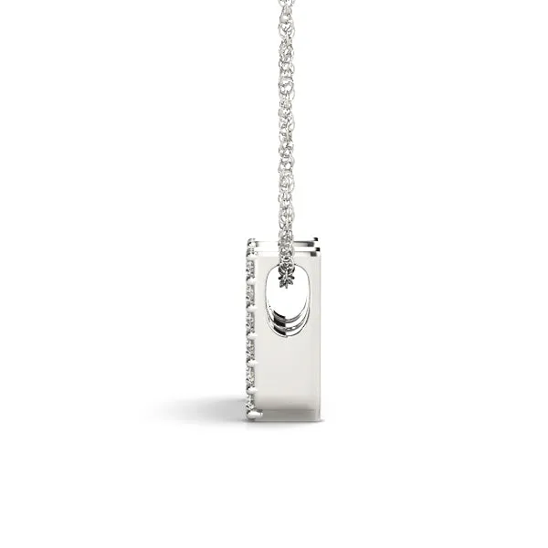Pavé Round Diamond Initial Pendant with Shared Prong Setting Silver