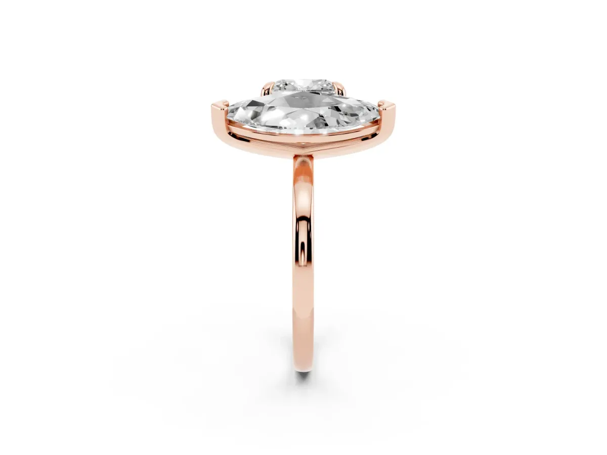 Cushion and Marquise Toi Moi Ring with Prong Setting and Plain Band Rose gold