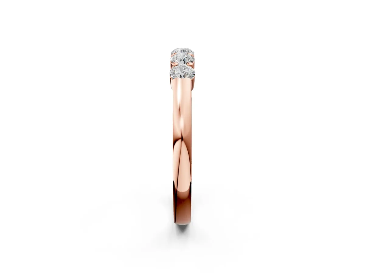 Five-Stone Round Diamond Channel Set Band with Shared Prong Setting Rose gold