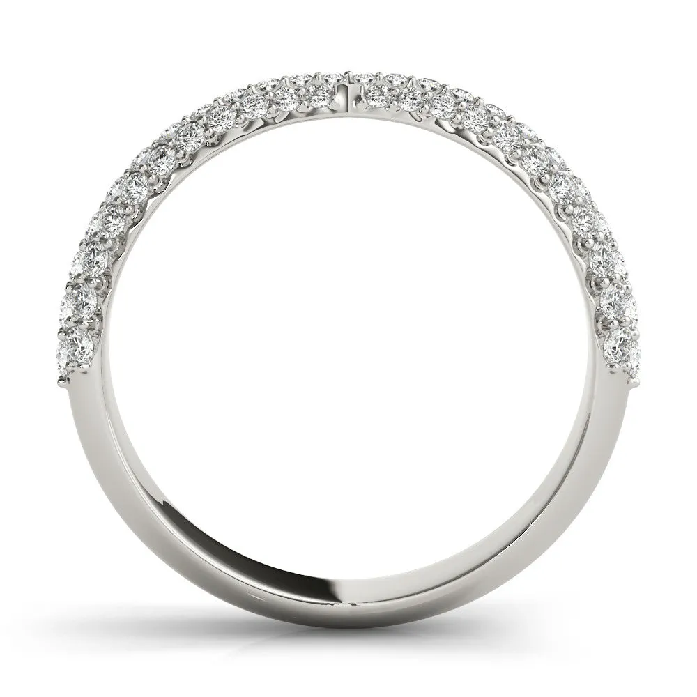 Pavé Round Diamond Twist Band with Micro Prong Setting Silver