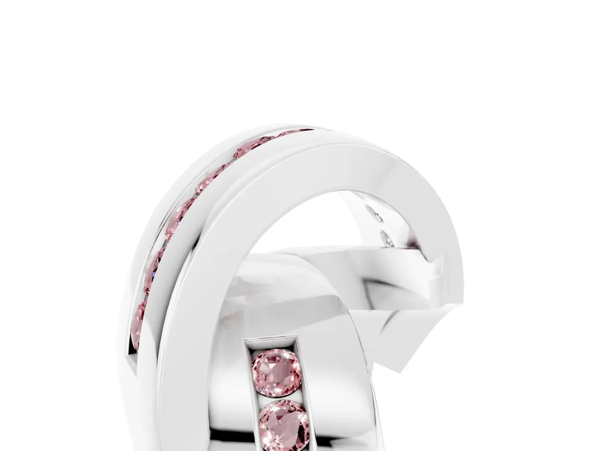 Pavé Round Morganite Crossover Band with Channel Setting Platinum