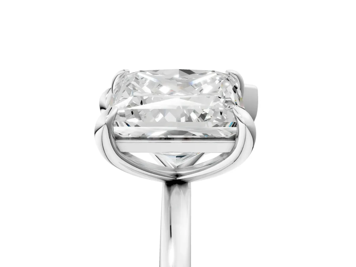 Pear and Princess Toi Moi Ring with Prong Setting and Plain Band Platinum
