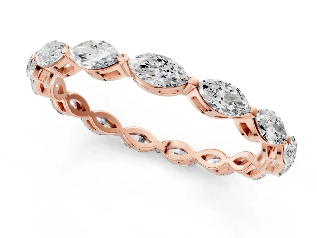 Marquise Diamond Eternity Band with U-Prong Setting Rose gold