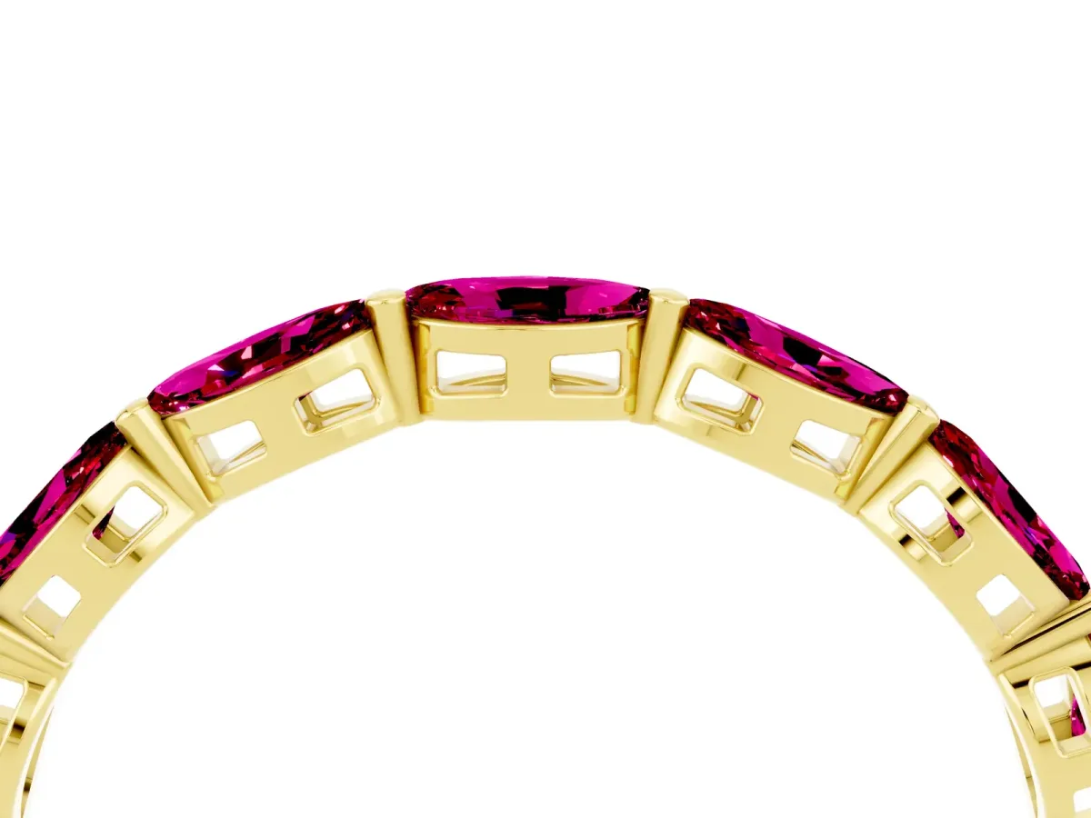Marquise Garnet Eternity Band with U-Prong Setting Yellow gold