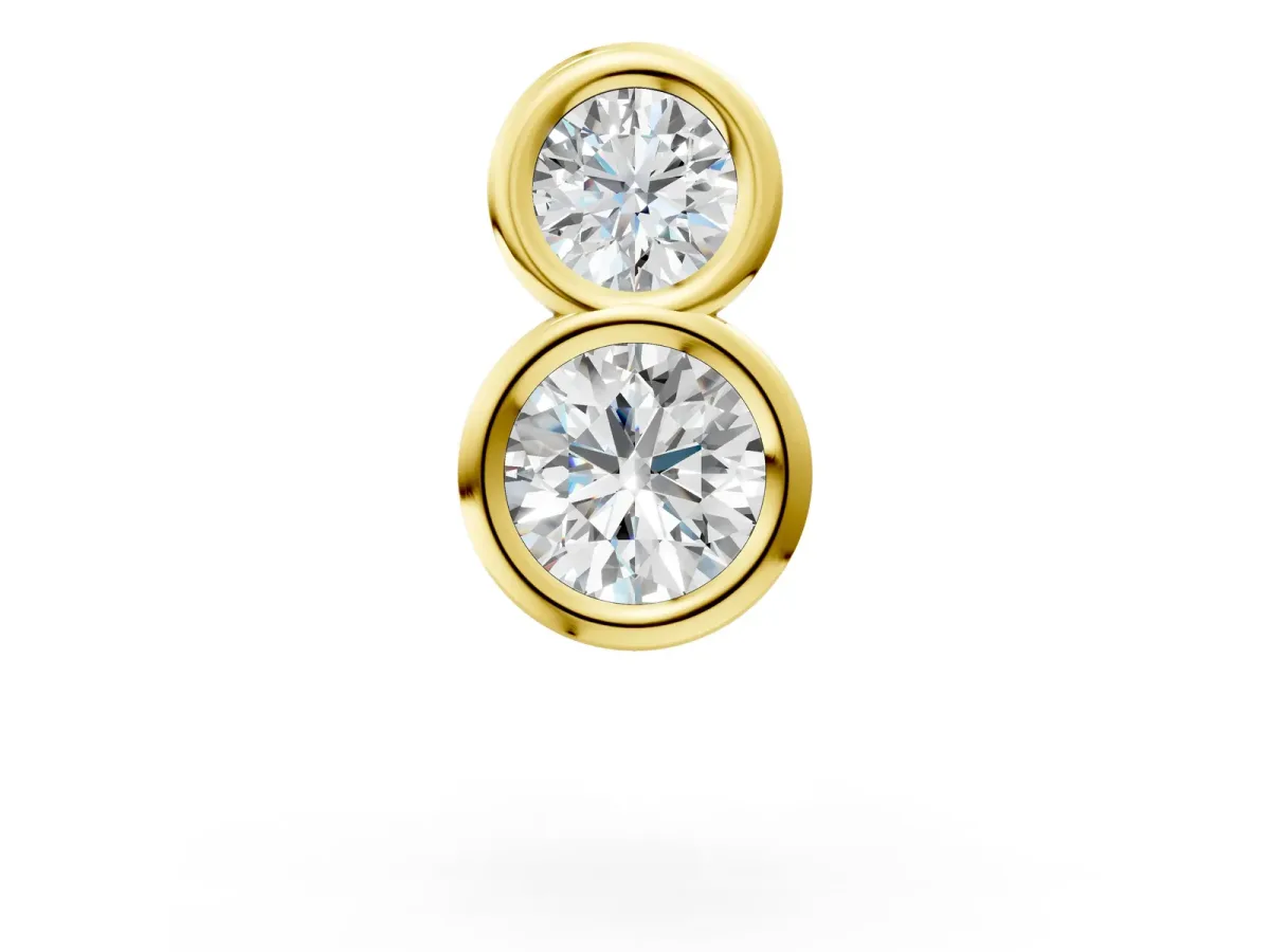 Round Diamond Duo Flatback Earring Yellow gold