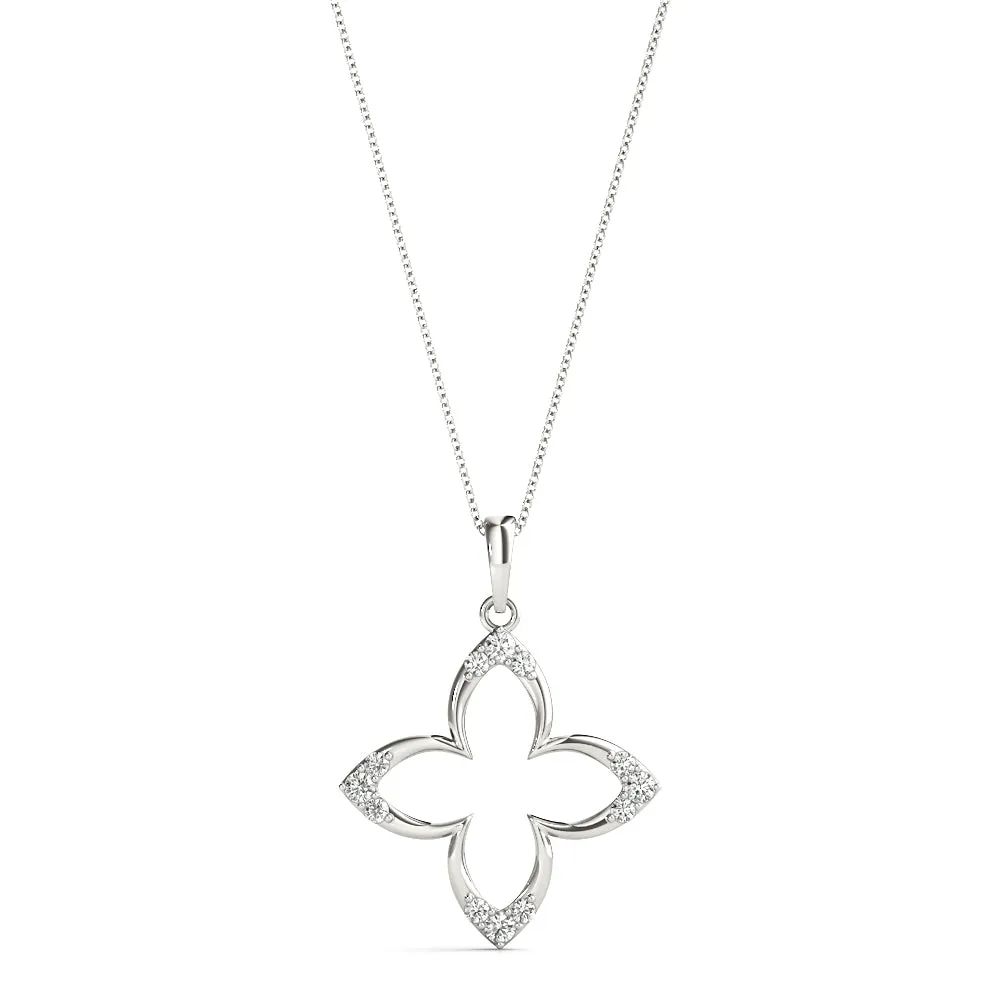 Pavé Diamond Marquise Prong Pendant Silver