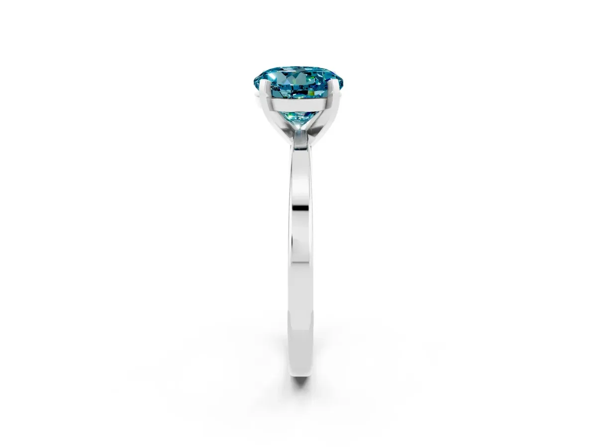 Round Cut Blue Topaz Solitaire Engagement Ring with Classic Band and Four-Prong Setting Silver