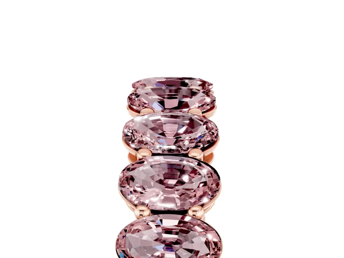 Oval Cut Morganite Eternity Band with Shared Prong Setting Rose gold
