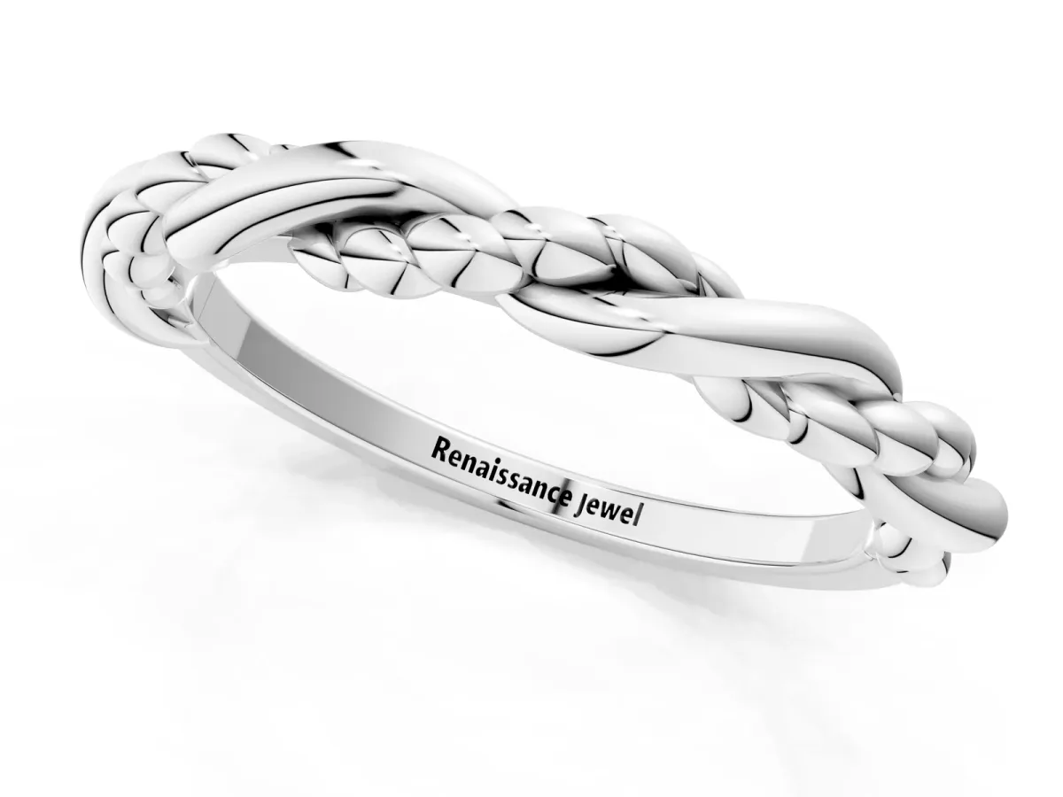 Twisted Rope Solitaire Band Silver