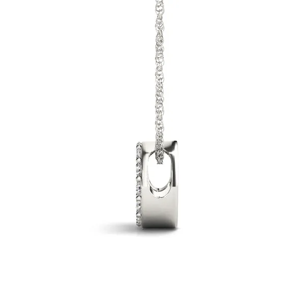 Round Pavé Diamond Circle Pendant White gold