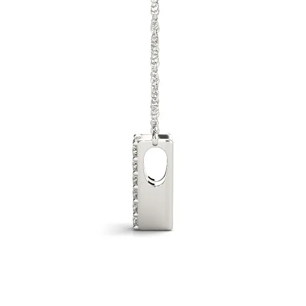 Pavé Round Diamond Letter V Initial Pendant Silver