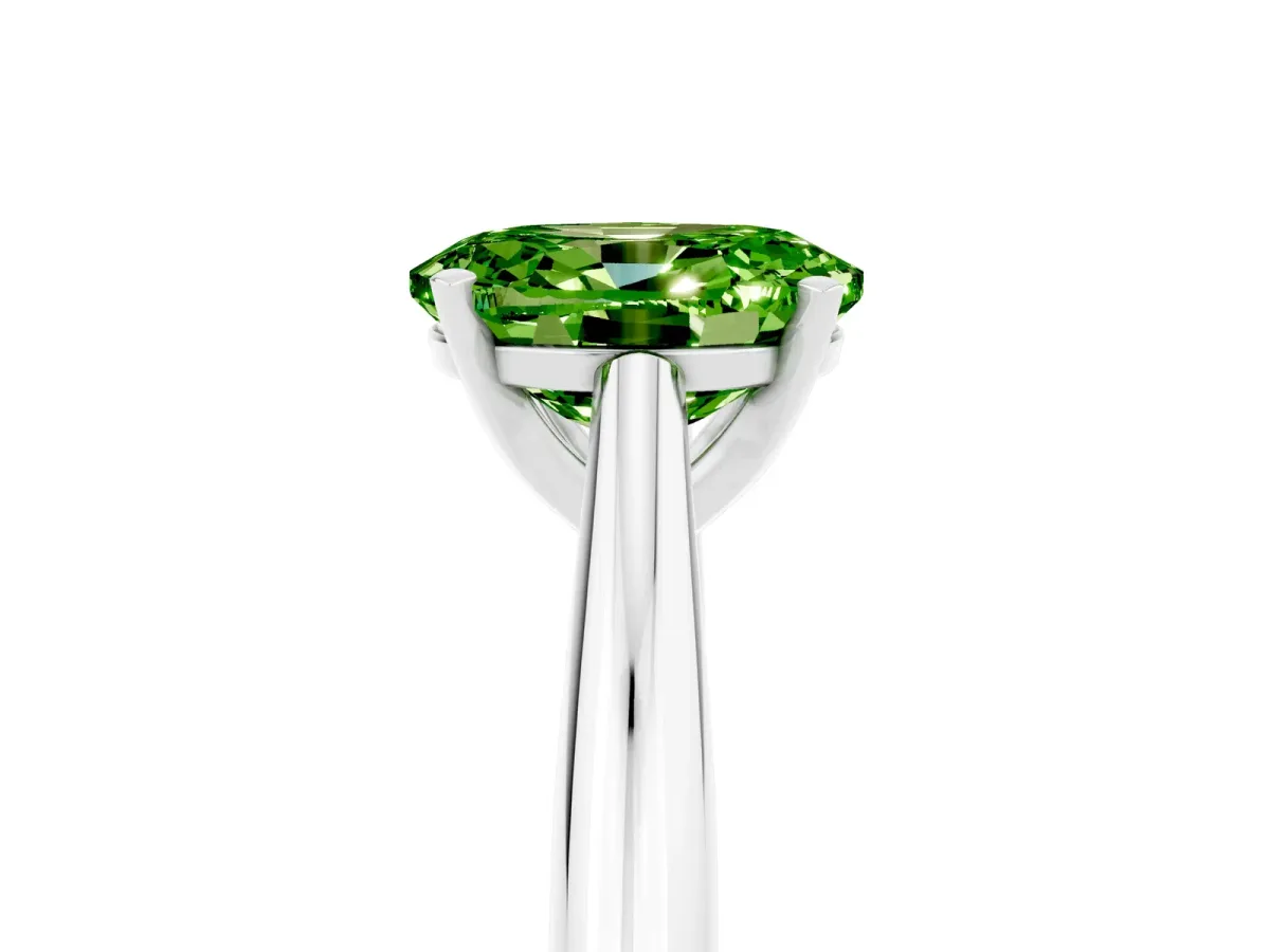 Oval Cut Peridot Solitaire Engagement Ring with Cathedral Setting and Four-Prong Mount White gold