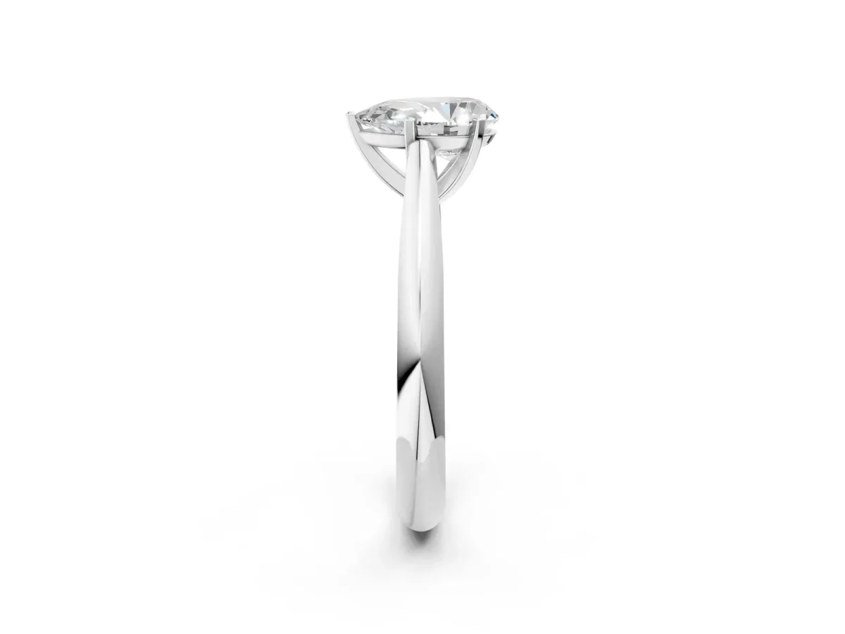 Pear Cut Diamond Solitaire Engagement Ring with Cathedral Setting and Four-Prong Mount White gold
