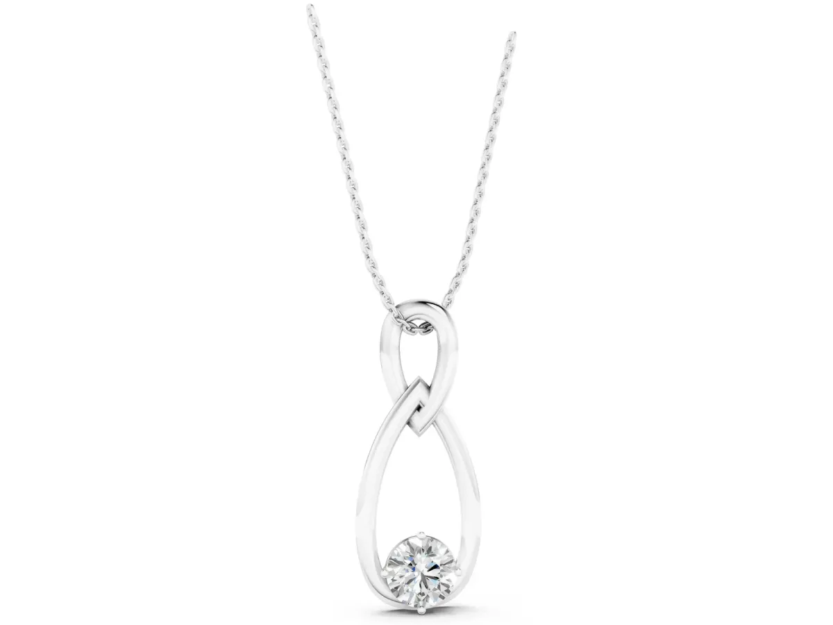 Round Solitaire Bezel Infinity Pendant Silver