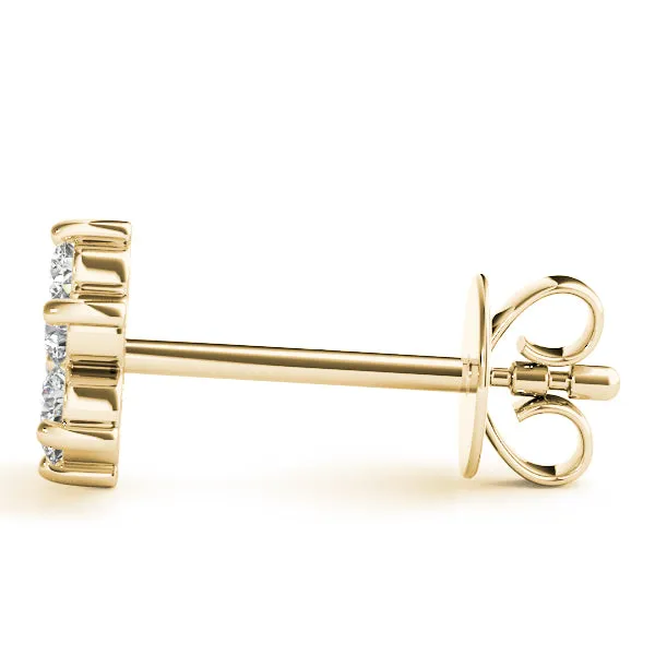Cluster Round Diamond Stud Earrings Yellow gold