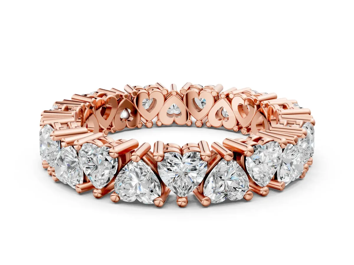 Heart Cut Eternity Band with Shared Prong Setting Rose gold