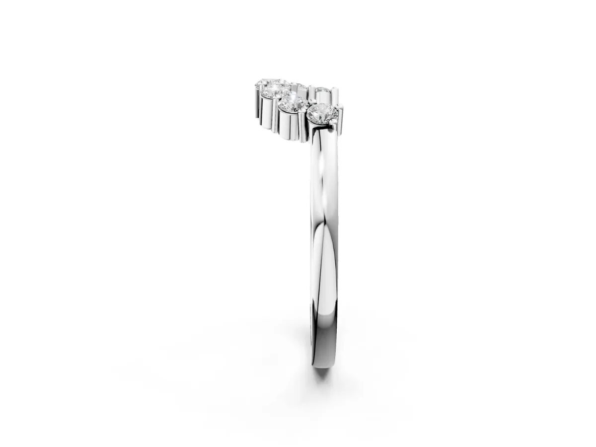 Curved Round Diamond Pave Band with Prong Setting Platinum