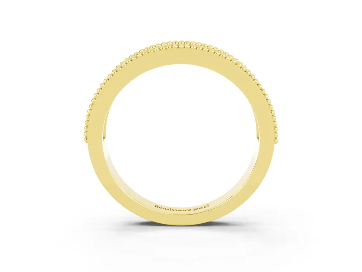 Round Moissanite Twist Milgrain Band with Bezel Setting Yellow gold