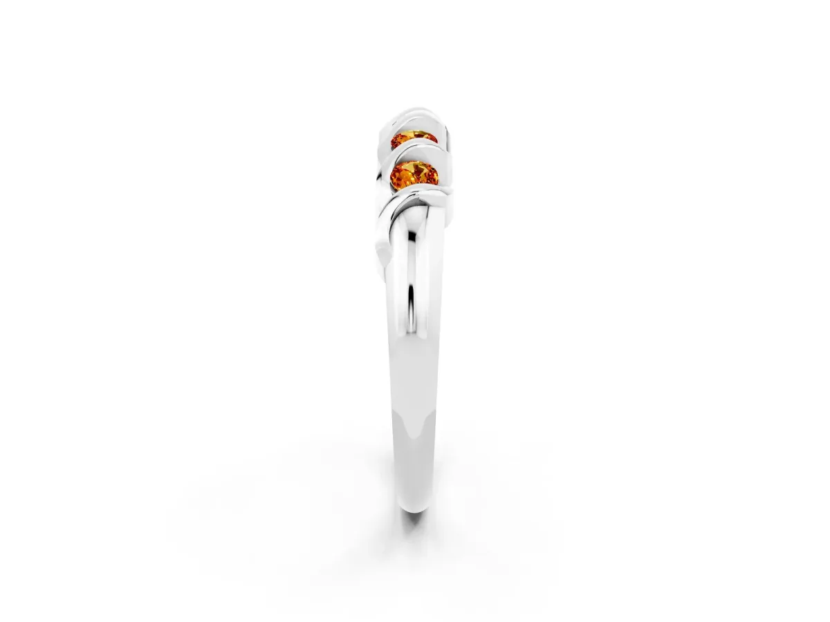 Round Citrine Eternity Band with Twist Prong Setting White gold
