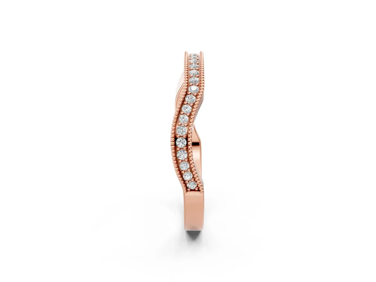 Milgrain Channel-Set Round Diamond Contour Band Rose gold