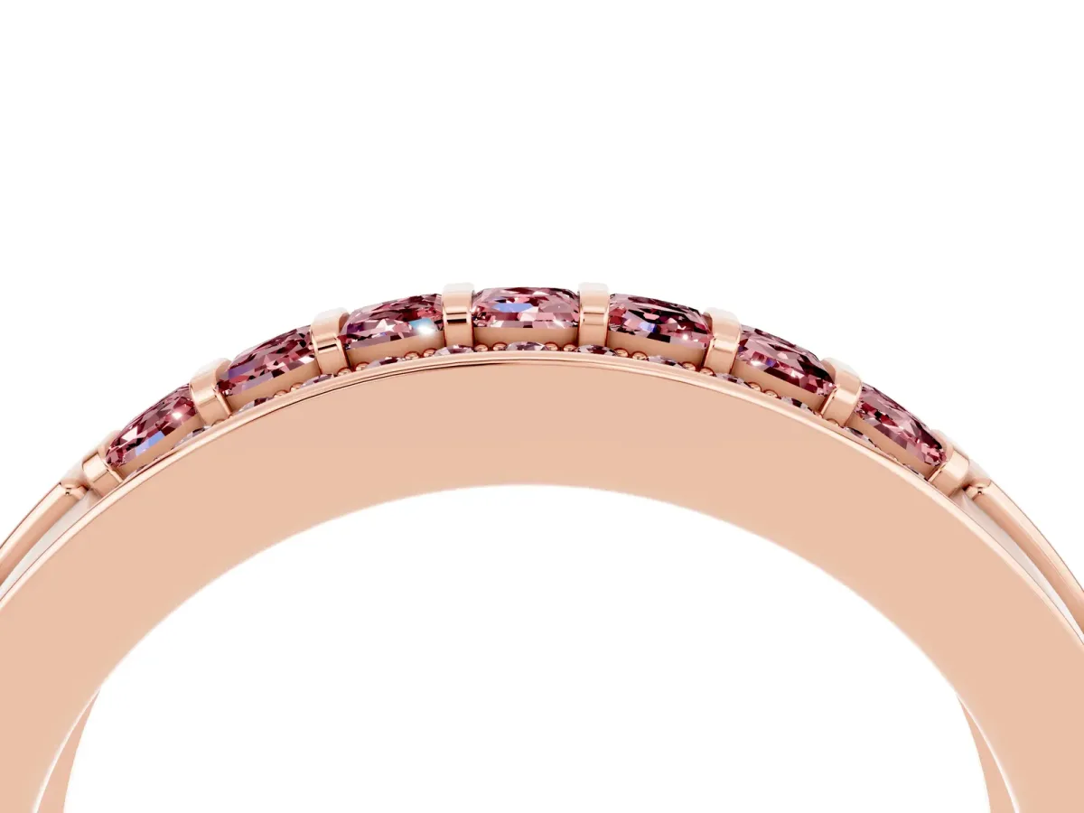 Bar-Set Princess Cut Morganite Pavé Band Rose gold