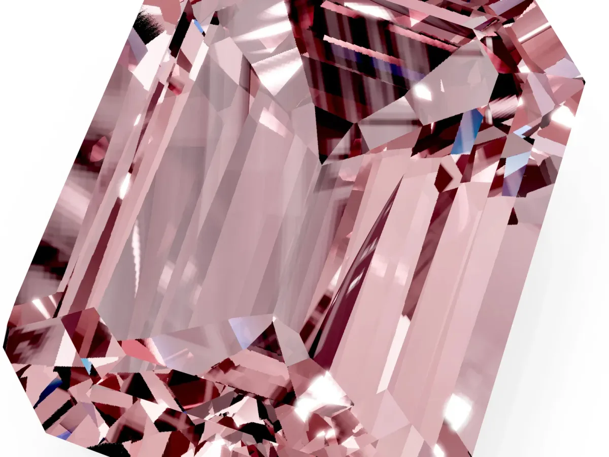 Emerald Cut Morganite Solitaire Twisted Band with Round Accents and Prong Setting Silver